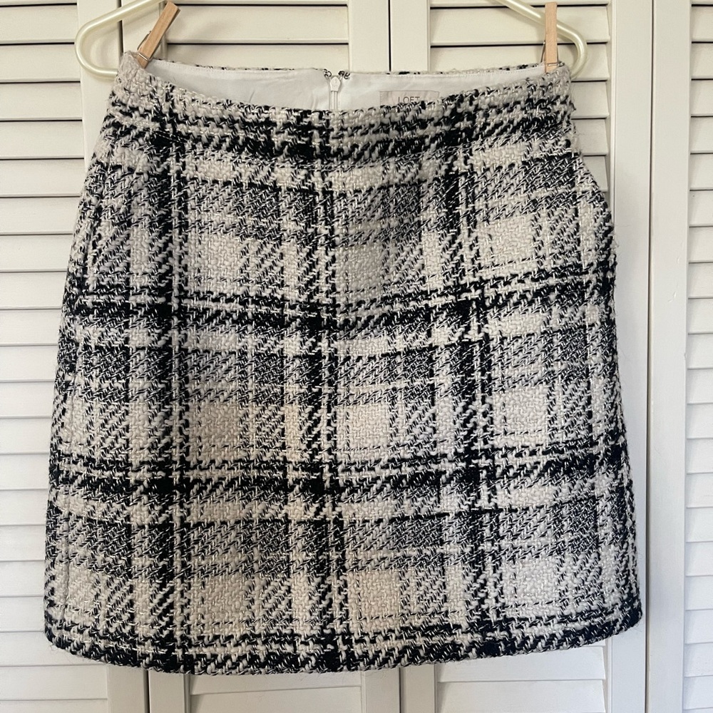 Loft plaid & lined wool skirt size 4.